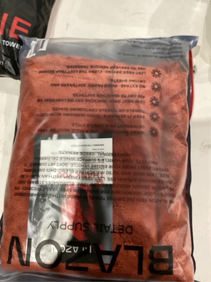 Condition photo showing New/Like New for BLAZON Redline XL Car Drying Towel - Ultra Premium 1300 GSM Microfiber Drying Towel - Max Absorption, Streak-Free Finish, Super Soft Twisted Loop Design - Dries Full Vehicle - Extra Large 2 x 3 ft