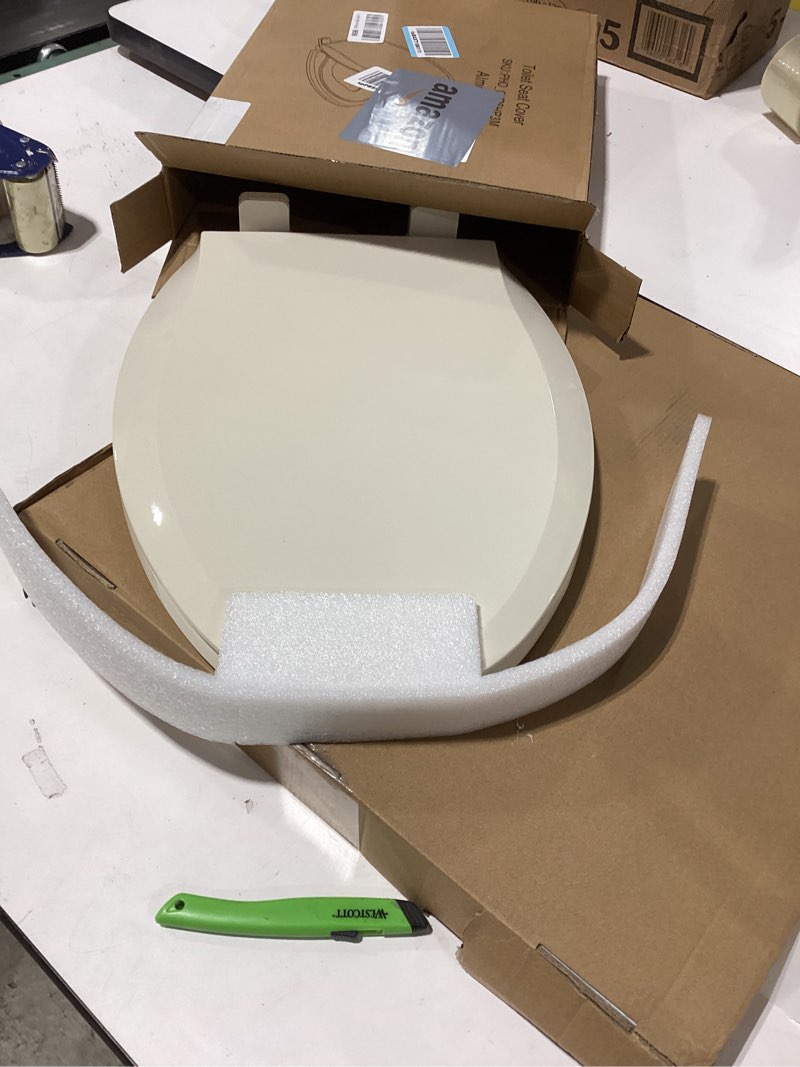 Condition photo showing Good Condition for Toilet Seat, Elongated Toilet Seat with Toddler Seat Built in, Potty Training Toilet Seat Elongated Fits Both Adult and Child, with Slow Close and Magnets- Elongated Almond Almond Elongated With Toddler Seat