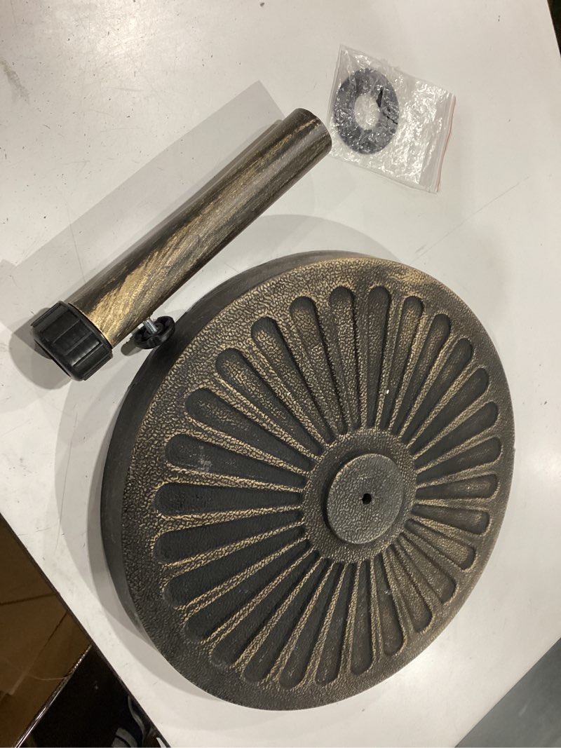 Condition photo showing As Is for sunnyglade 18" 30.2-lbs heavy duty round antiqued umbrella base for patio, outdoor - bronze