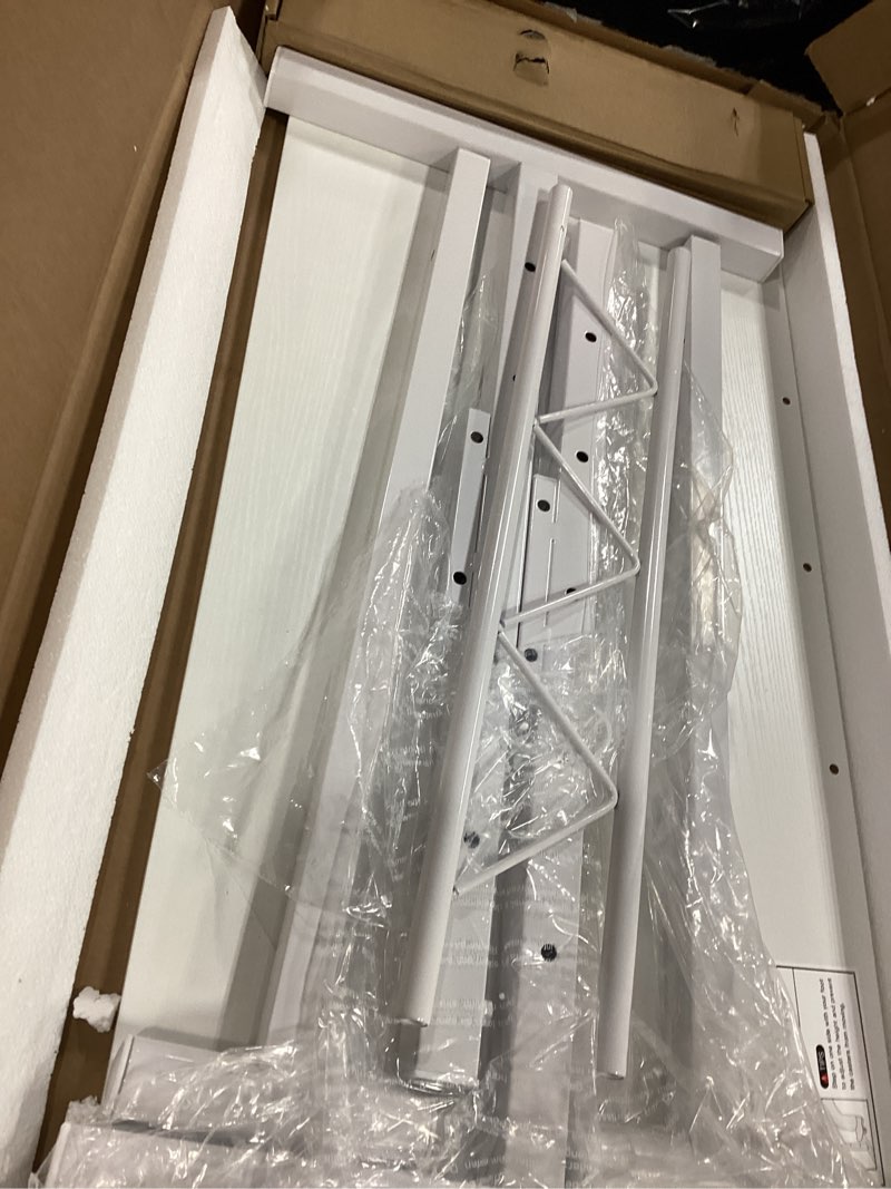 Condition photo showing Good Condition for comhoma standing desk adjustable height & tiltable tabletop, portable stand up desk for laptop, mobile folding desk for home office work and walking pad treadmill, height 30.7"-46.4", white white 31.5 in