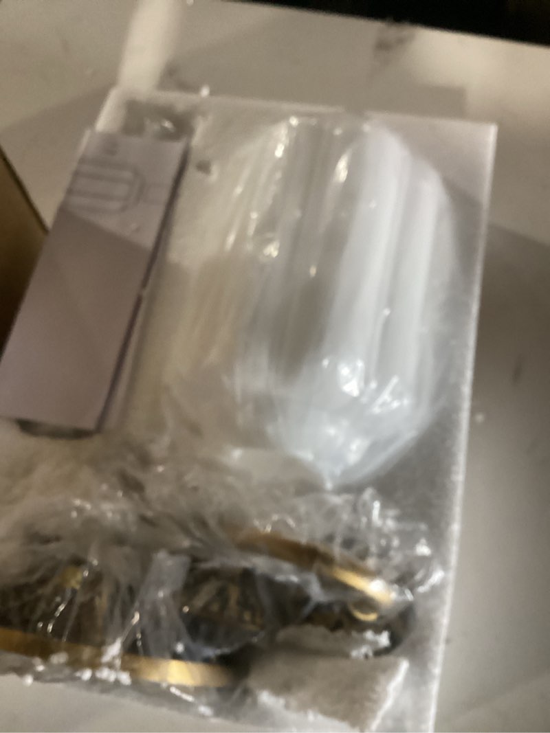 Condition photo showing New/Like New for Brass Glass Wall Sconce Vintage Milk Glass Wall Light for Bedroom & Antique Wall Light Fixture for Doorway Porch, Living Room and Hallway (5.5“ D x 9.6" H) White