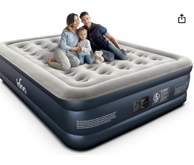 iDOO Queen Air Mattress with Built in Pump, 18 Raised Comfort Inflatable Blow up Mattress, Upgraded 