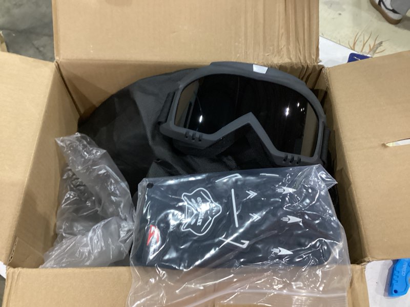 Condition photo showing Good Condition for youth dirt bike helmet dot certified - full face motorcycle helmet for off-road, atv, street riding, includes adjustable goggles & protective gloves black x-large