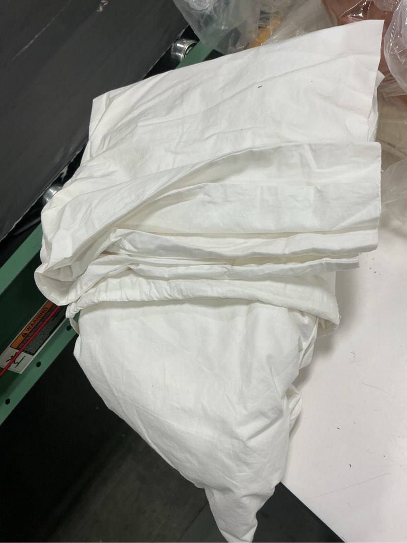 Condition photo showing As Is for quince organic brushed cotton sheet set queen, white 