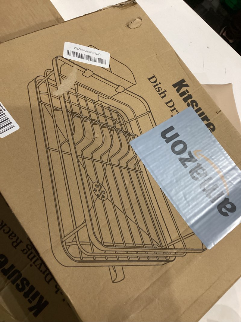 Condition photo showing Good Condition for Kitsure Dish Drying Rack for Kitchen Counter, Stainless Steel Sink Organization and Storage Essentials with Cutlery Holder, Home and Appartment Decor, 12''W x 15.5''L, Black Black 12''W x 15.5''L