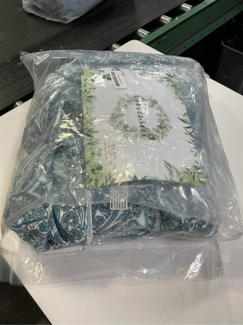 Condition photo showing As Is for ENASAL Cotton Bedspread Quilt Sets, Reversible Bedding Coverlet Sets Comforter, Floral Paisley Bedspread (Blue, Queen Size)