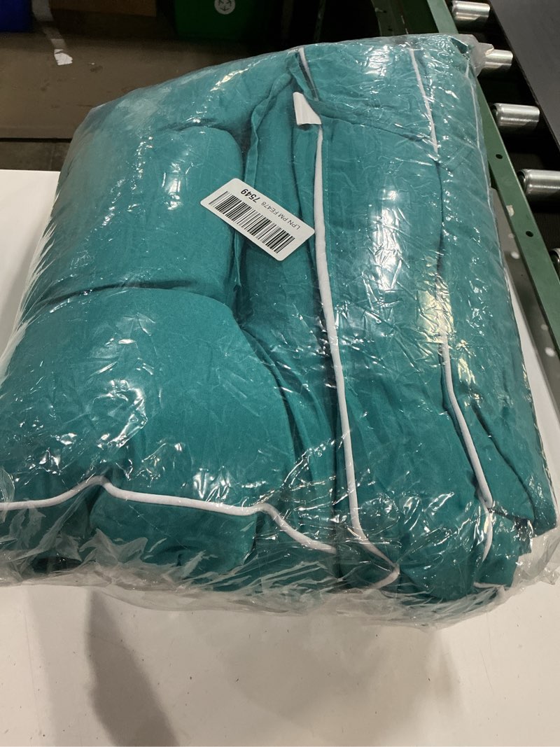 Condition photo showing Good Condition for 3 seat 57 inches outdoor porch swing cushions,water-resistant tufted patio swing replacement cushions teal 57x19 inch