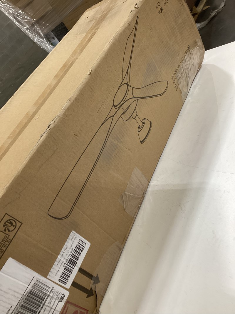 Condition photo showing Good Condition for Ceiling Fans with Lights and Remote: 52-Inch Ceiling Fan 3 Blades Low Profile Outdoor - Walnut Ceiling Fans with Remote APP Control Quiet Reversible DC Motor for Patio Living Room walnut 52 Inch - with light