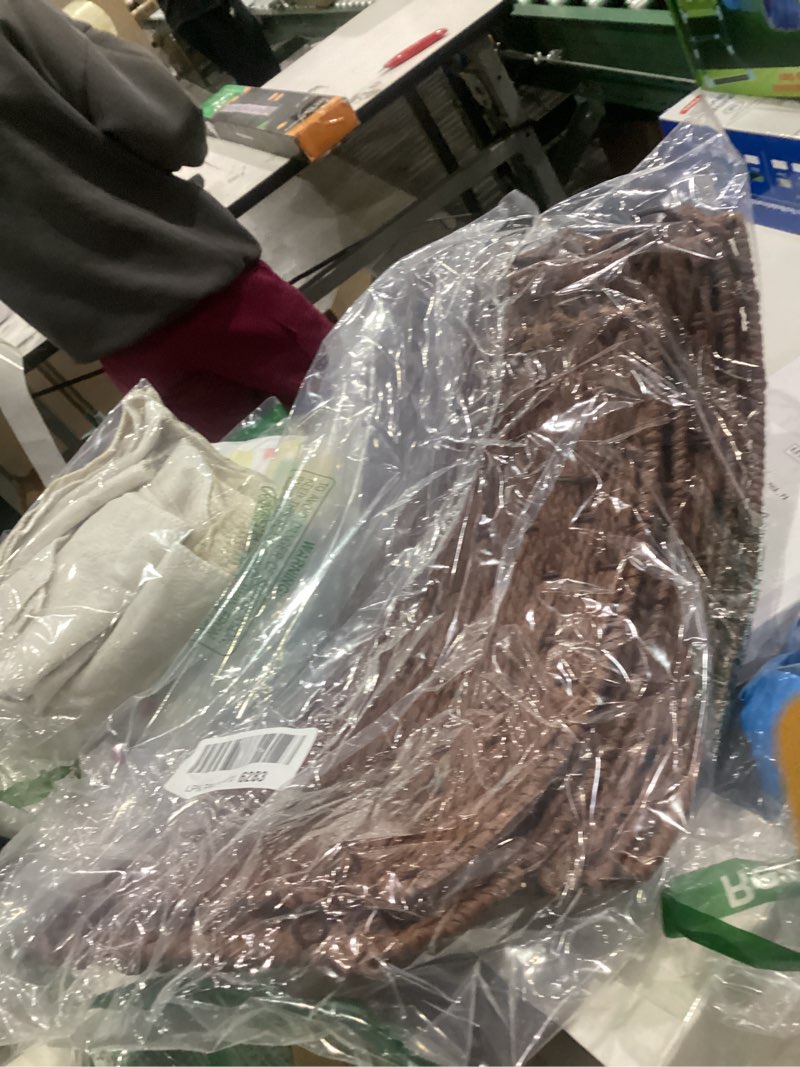 Condition photo showing New/Like New for Poen Woven Rattan Christmas Tree Collar, Neutral Wicker Tree Skirt, Rustic Farmhouse Christmas Stand Base Cover Decor Handmade X-Shape Weave Design(Dark Brown,24 Inch) Dark Brown 24 Inch