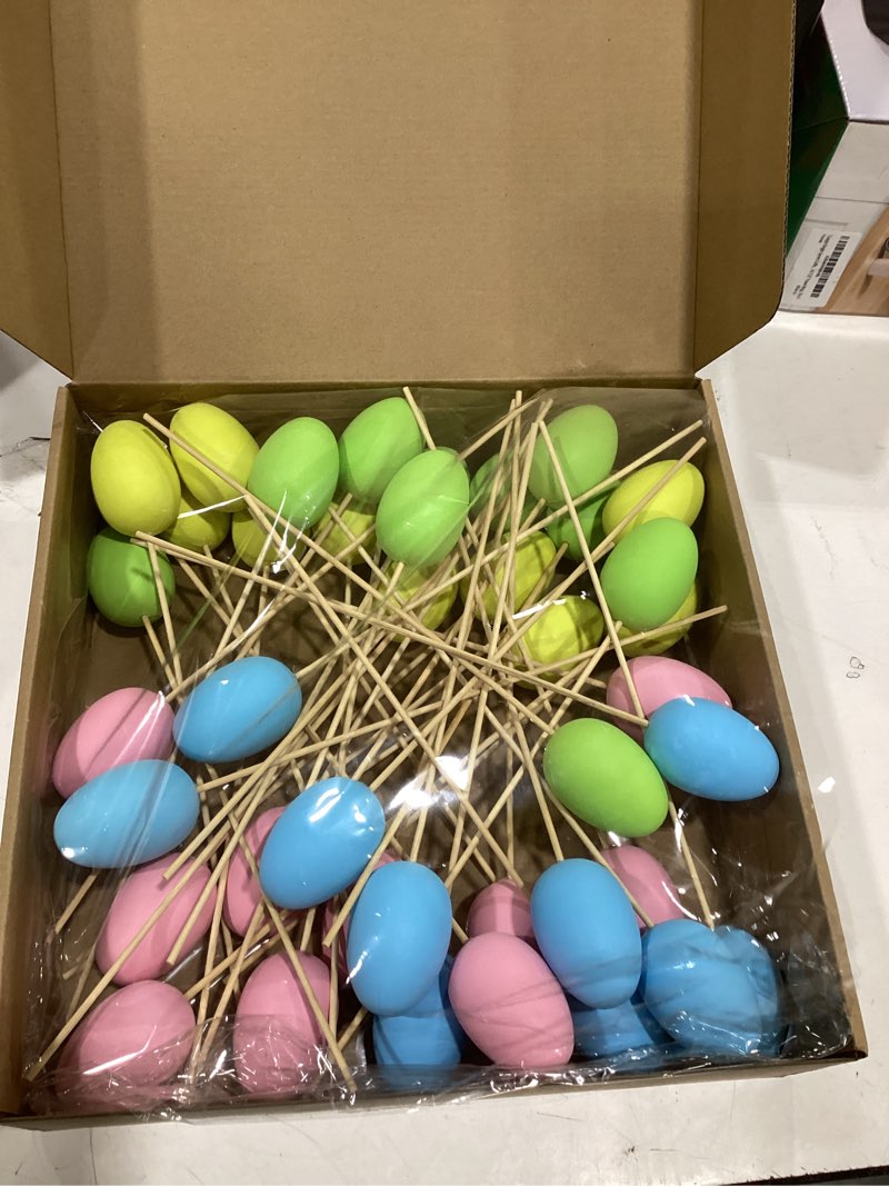 Condition photo showing Good Condition for sanwuta 40 pcs easter egg picks pastel foam floral sticks easter decorations for home vase filler floral arrangement spring table centerpiece basket decor diy crafts(classic color)