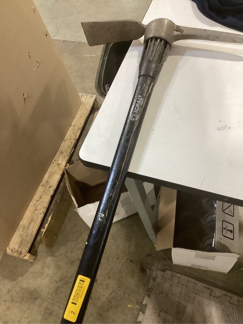 Condition photo showing As Is for kobalt 5-lb steel pick mattock with 36-in fiberglass handle