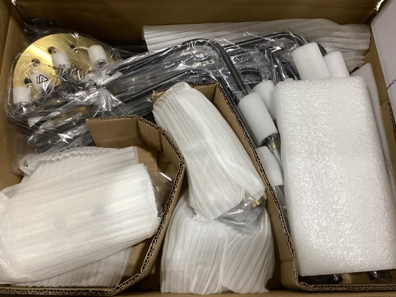 Condition photo showing Good Condition for Black and Gold Chandelier for Dining Room, 12-Light Farmhouse Dining Room Light Fixture, Candle Chandelier Light Fixtures, Modern Chandeliers for Living Room Kitchen Foyer Staircase Black & Gold 30.7"/12-Light