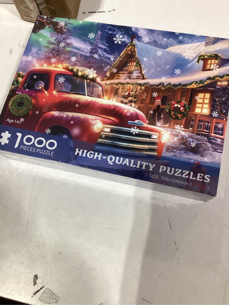 Condition photo showing New/Like New for 1000 Piece Puzzle for Adults, Christmas Snowy Night Puzzles 1000 Pieces, Enchanting Christmas Eve Puzzles for Adults Jigsaw Puzzle Vacation Challenging for Teens Christmas Night