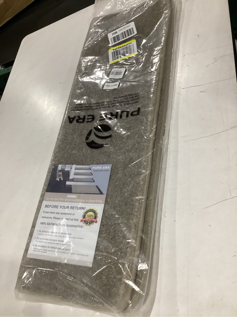 Condition photo showing Good Condition for pure era bullnose carpet stair treads set tape free non-slip indoor stair protectors pet friendly rugs covers soft skid resistant washable reusable 9.5" x 30"(2 pieces,cream gray) cream gray 2 pieces with bullnose