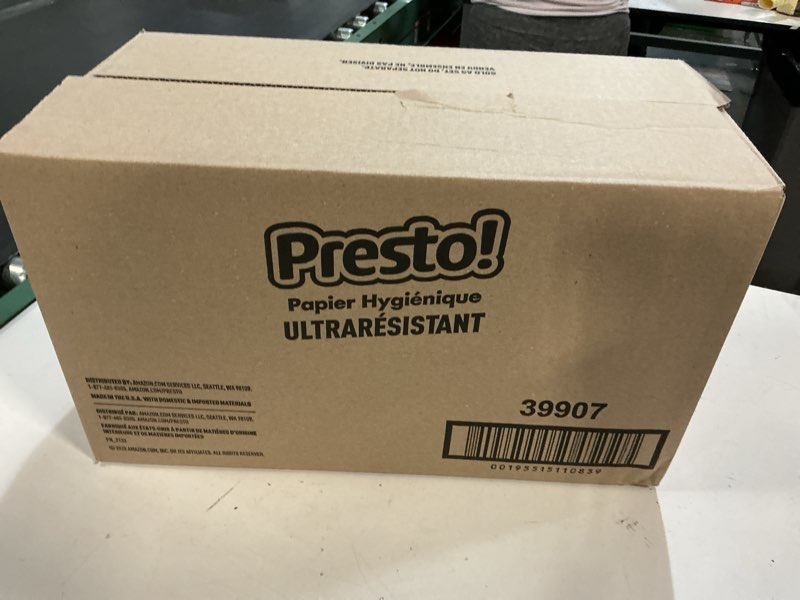Condition photo showing New/Like New for amazon brand - presto! ultra-strong 2-ply toilet paper, 24 mega rolls = 120 regular rolls, 308 sheets per roll, unscented