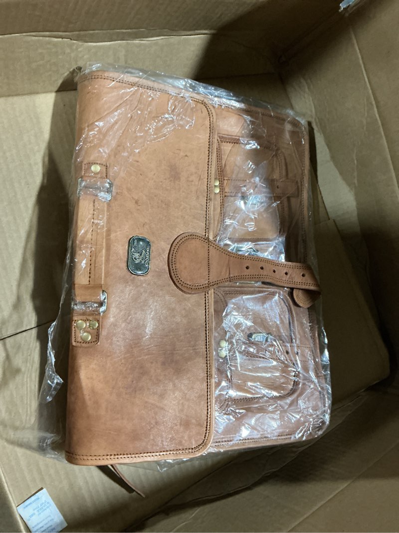 Condition photo showing Good Condition for cuero Leather Messenger Bag for Men, 18 Inch Laptop Crossbody, Handmade Leather Shoulder Satchel Bag for Men, Full Grain Business Briefcase for Office/Work/Travel - Vintage Brown 18 inch Large