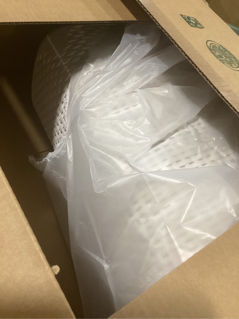 Condition photo showing Good Condition for Mind Reader Slim Laundry Hamper with Lid, 60L Clothes Baskets, Premium Wicker Design, Plastic, 2-Pack, Ivory Ivory 2-Pack