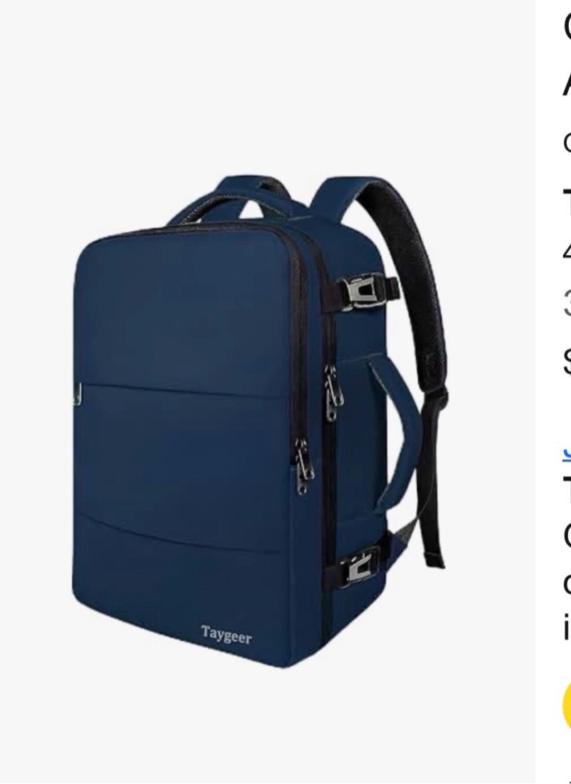 taygeer carry on backpack, 35l travel backpack for women airline approved, laptop bag with water bottle pocket & shoe pouch, personal item mochila for college business trip weekender, dark blue large tealinkdark blue