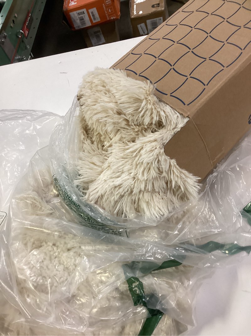 Condition photo showing As Is for Bedsure GentleSoft Fuzzy Sherpa Faux Fur Twin Blanket Cream Cozy Gifts for Women, Soft Fleece Plush Warm Minky Thick Blanket Twin Size for Bed, Couch, Room Dorm Essentials Cream Decor Gifts, 60x80 02- Cream Twin (60" x 80")