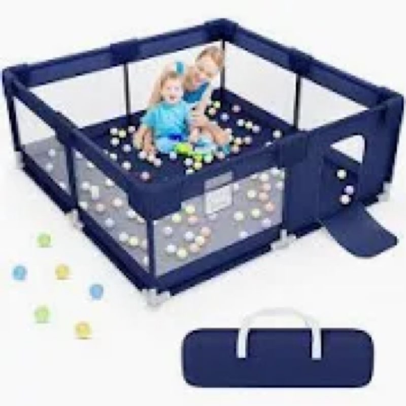 babyeap Baby Playpen,50x50 Inch Baby Playards for Babies and Toddlers,Fence Baby Play Yards for Indoor & Outdoor with Breathable Mesh,Navy Blue