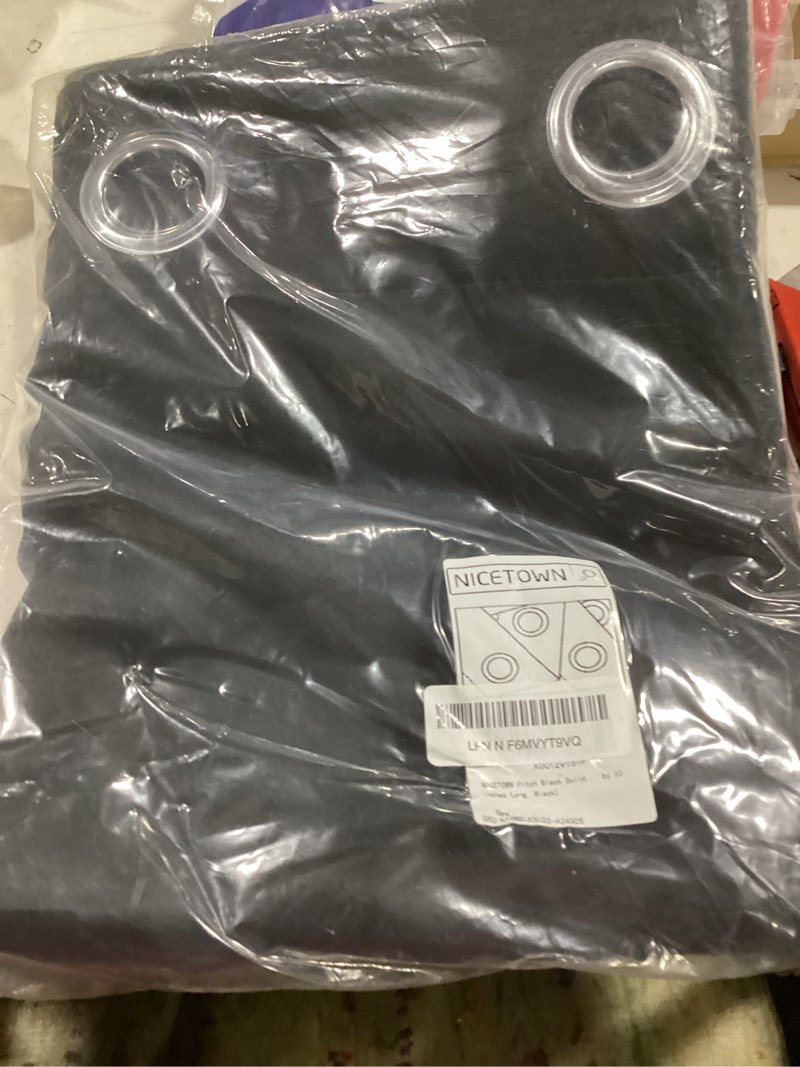 Condition photo showing Good Condition for nicetown halloween pitch black solid thermal insulated grommet blackout curtains/drapes for bedroom window (2 panels, 42 inches wide by 63 inches long, black) black 42"w x 63"l (pack of 2)