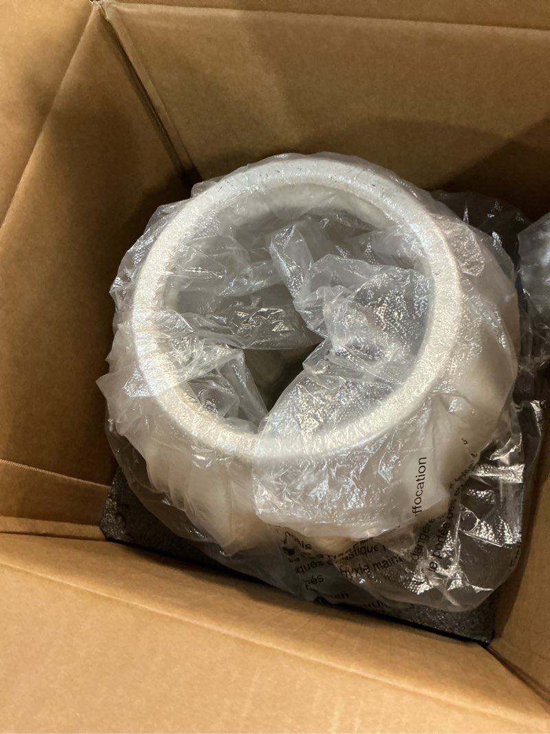 Condition photo showing New/Like New for le tauci 9.3" ceramic vase, artisan large white ceramic vase for modern farmhouse home decor, substantial & stable, handcrafted flower vase, living room & dining room table centerpiece, rustic white white 9.3 inch