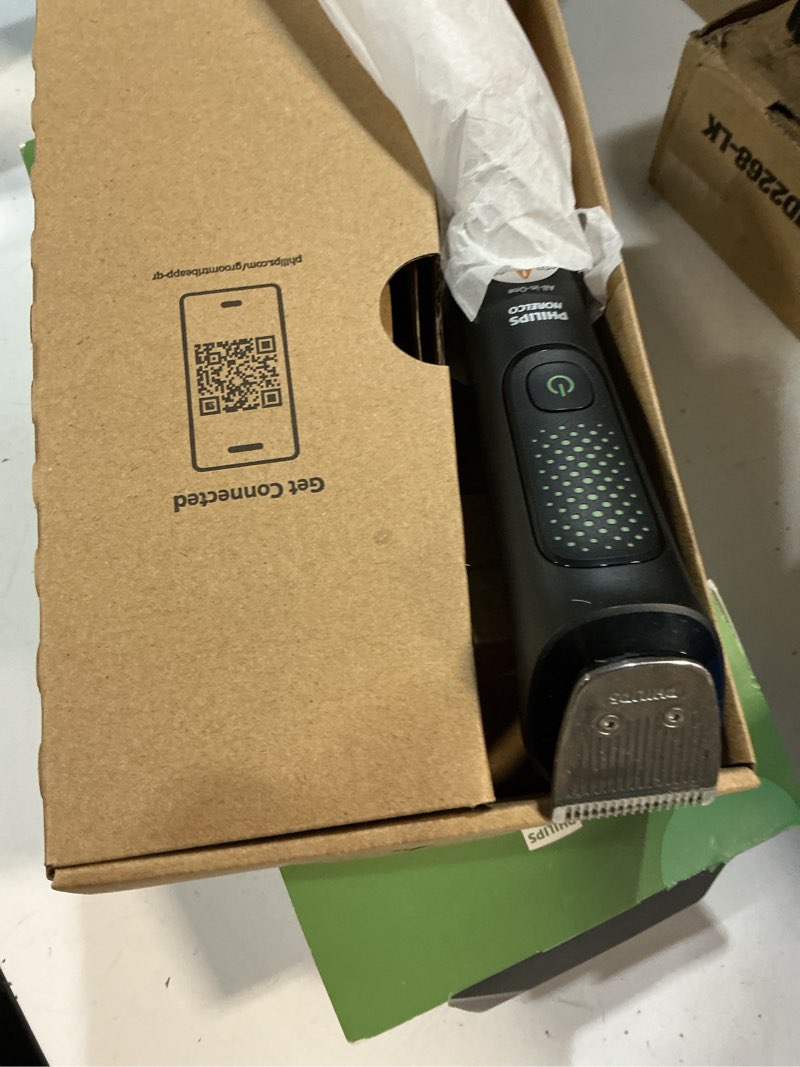 Condition photo showing New/Like New for norelco philips all-in-one 3000 series 13 in 1 trimmer for men, beard trimmer & head hair clipper, full metal self-sharpening blades & 8 length settings, mg3939/50 black mg3939/50 - 13 pieces + full metal blades