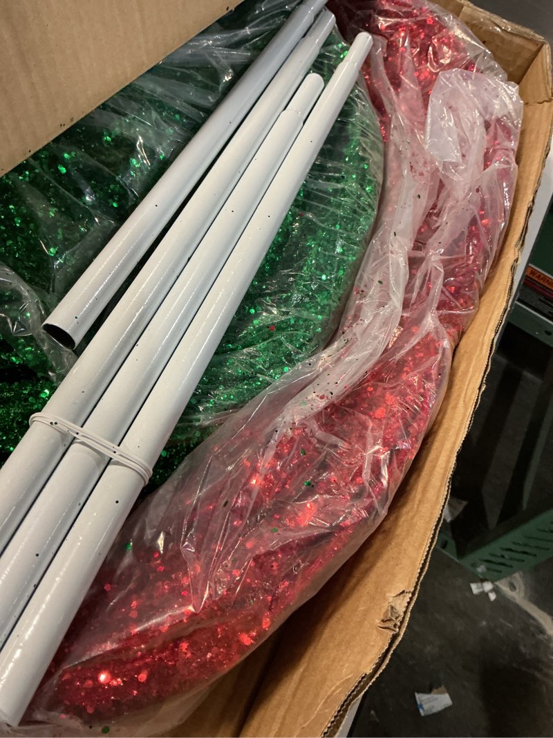 Condition photo showing Good Condition for 2Pcs 3FT Lighted Christmas Ornament Set - Expandable Outdoor, Indoor Holiday Decor with 200 LED Lights, Easy Assembly & Weatherproof, Red & Green Light-Up Ball for Yard, Garden, Storefront. Red,Green