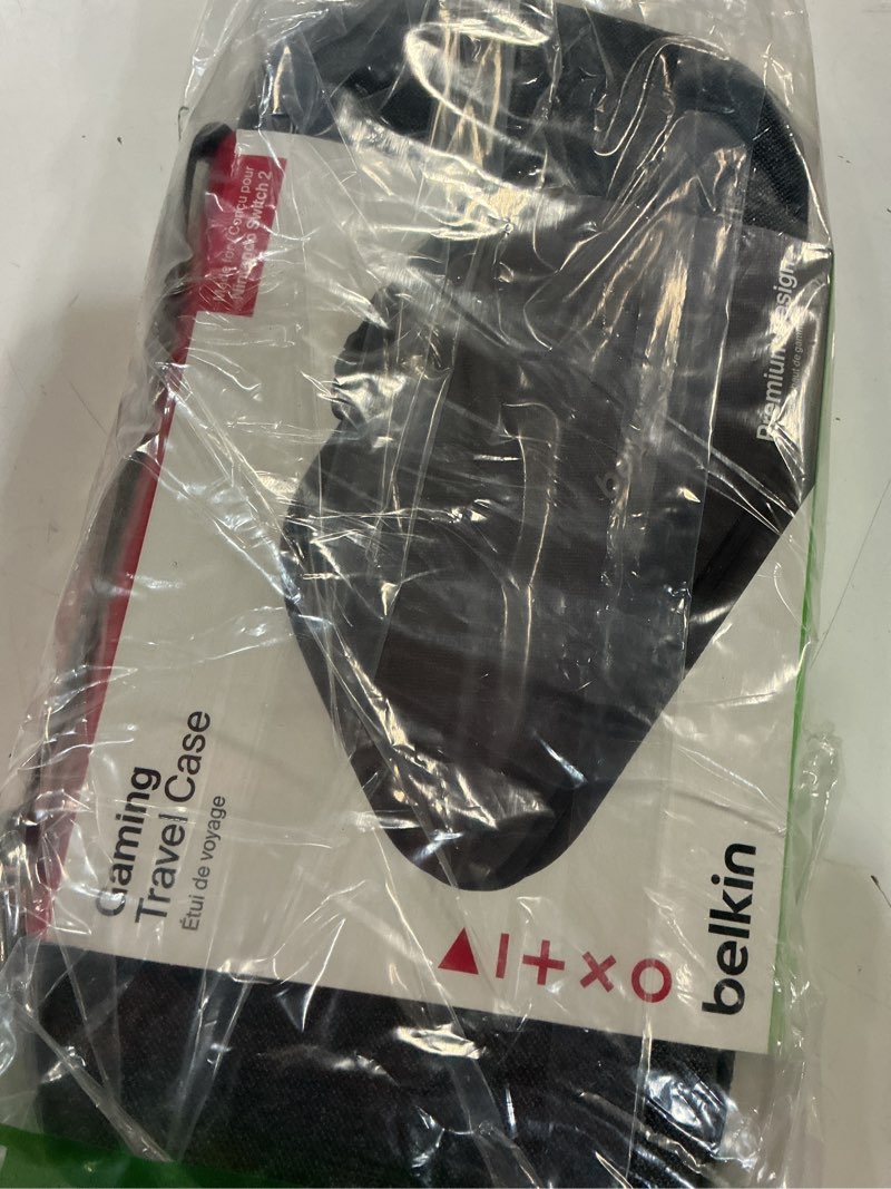 Condition photo showing New/Like New for belkin nintendo switch 2 case, travel bag w/airtag holder & storage pocket for up to 12 game cards - portable, lightweight carrying case w/hard shell, soft interior, switch 2 accessories - charcoal black case only