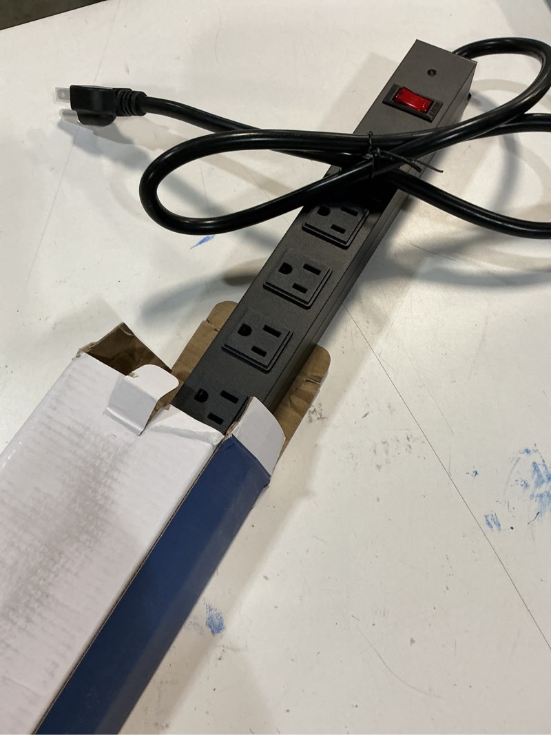Condition photo showing Good Condition for HHSOET Metal Wall Mount Power Strip, 16 Outlets, 3 FT SJT 3/C 14AWG Power Cord, 15A 125V 1875W, Black 16 Outlets 3 ft