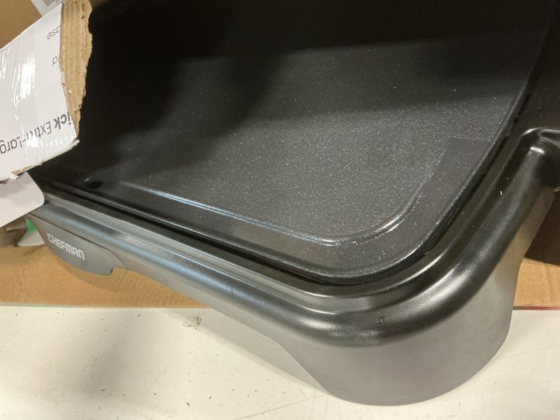 Condition photo showing Good Condition for chefman xl electric griddle with removable temperature control, immersible flat top grill, burger, eggs, pancake griddle, nonstick extra large cooking surface, slide out drip tray, 10 x 20 inch 10" x 20"