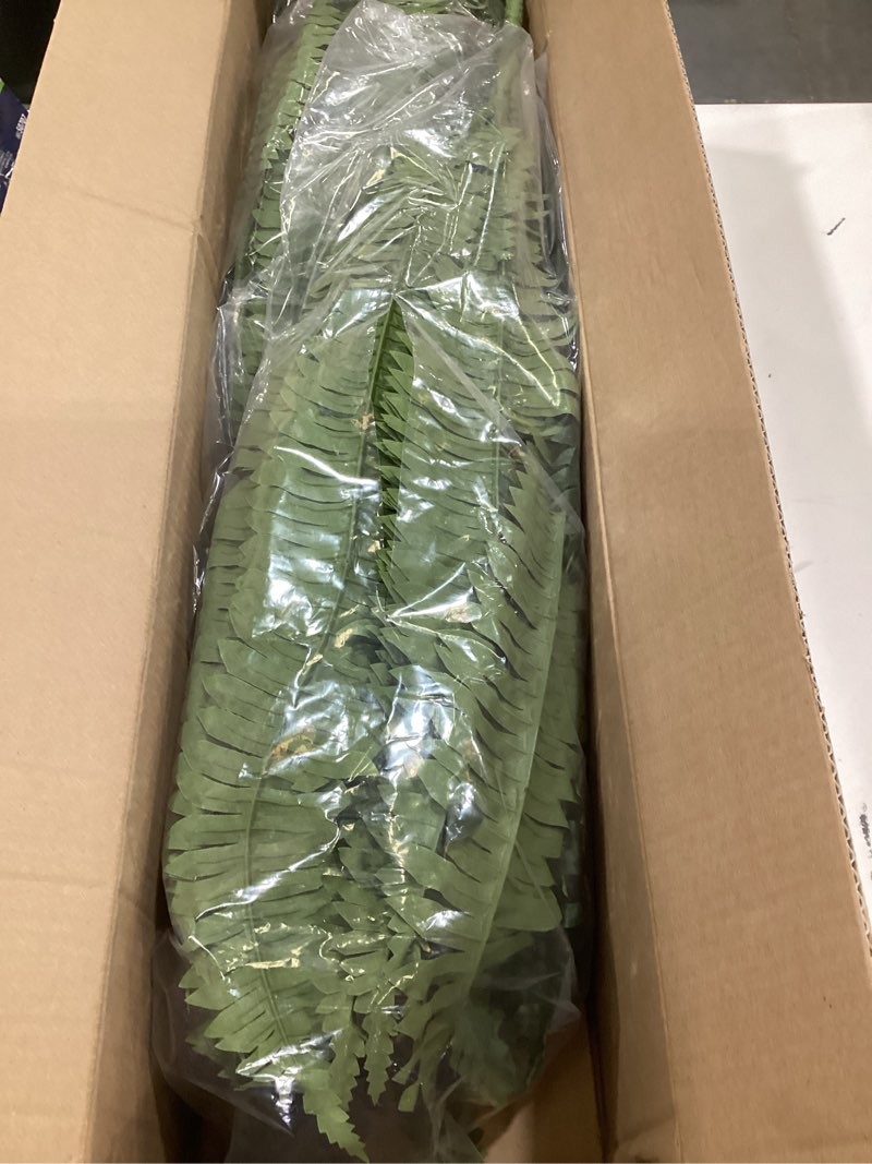 Condition photo showing As Is for 48" fake ferns, realistic large artificial bush plants, 2 artificial boston ferns with 88 fronds for outdoors planter indoor home garden porch decor 88 branches 2 pcs
