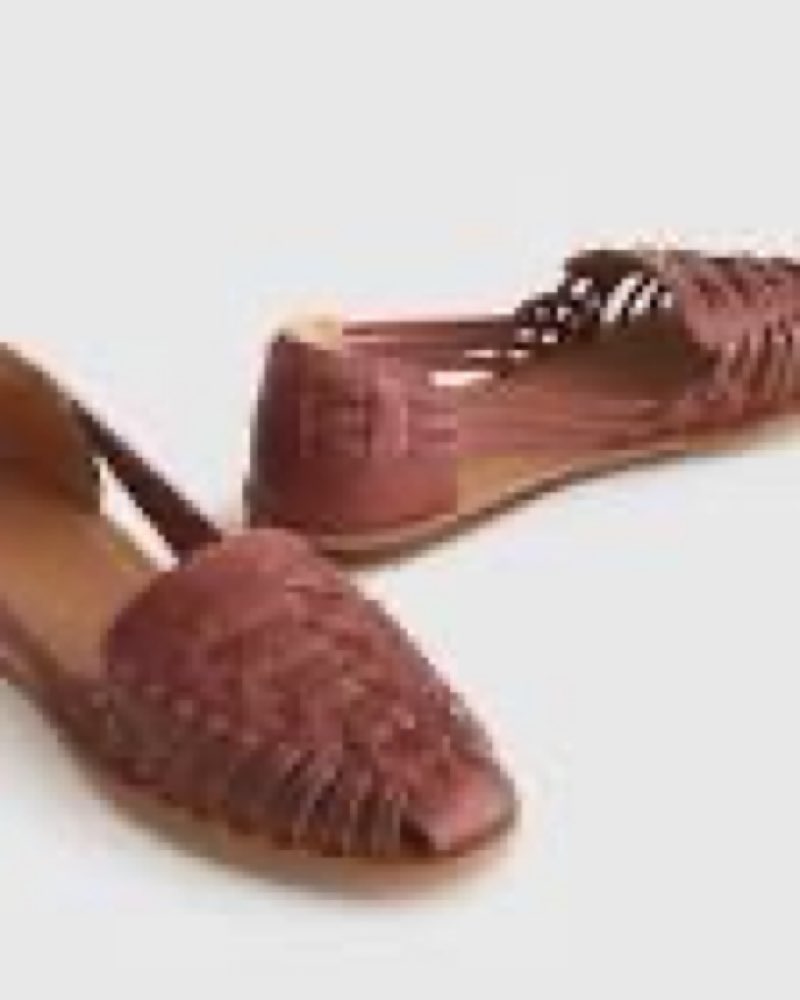 quince 100% leather huarache flat, 8.5, brandy