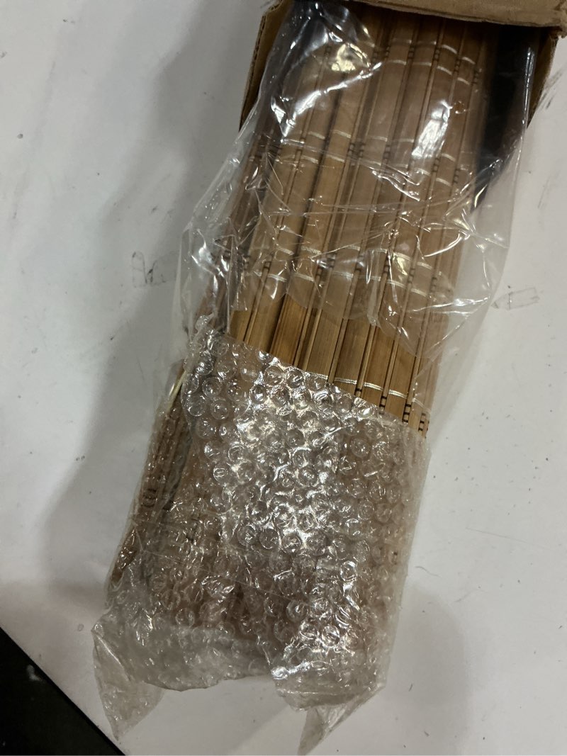 Condition photo showing Good Condition for lazblinds no tools no drill cordless bamboo roman shades, light filtering window treatment, roll up bamboo blinds for windows 44'' w x 48'' h, brown light filtering-brown206 44" w x 48" h
