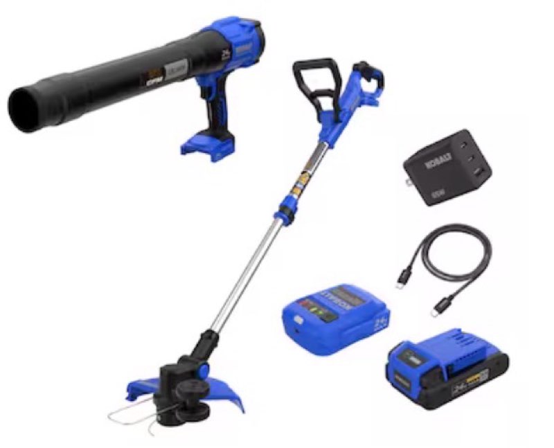 kobalt 24-volt cordless battery string trimmer and leaf blower and combo kit 3 ah (battery included) (charger included)