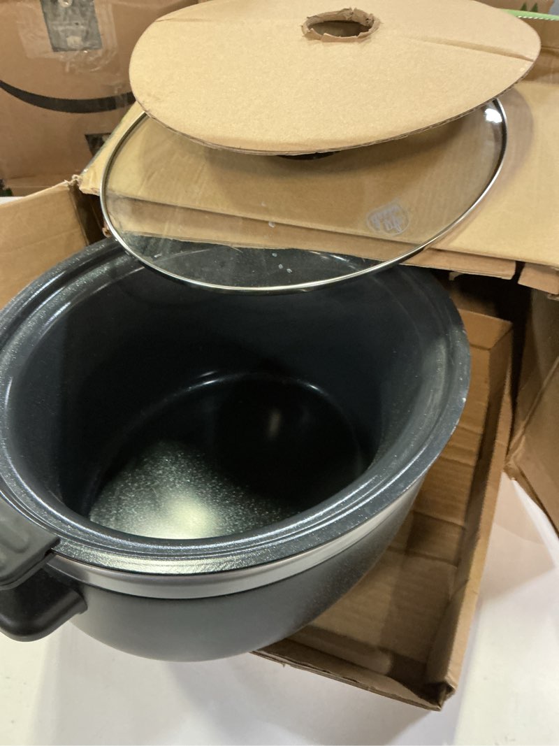 Condition photo showing Good Condition for GreenLife 6QT Slow Cooker, Non-Toxic PFAS-Free Ceramic Nonstick Removable Interior Bowl, Programmable, Family Friendly, Keep Warm, Stovetop & Oven Safe, Dishwasher Safe Crock, Timer, Glass Lid, Black 6 Quarts Black