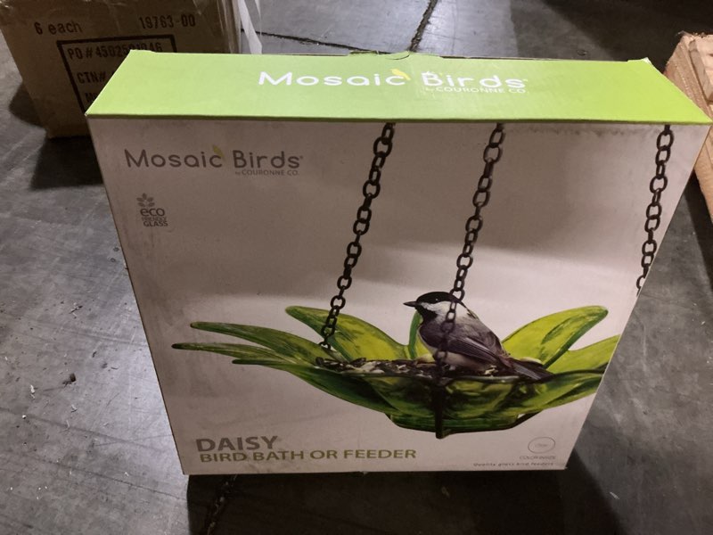 Condition photo showing New/Like New for Mosaic Birds M349-200-01 Daisy Bird Bath or Feeder Lime