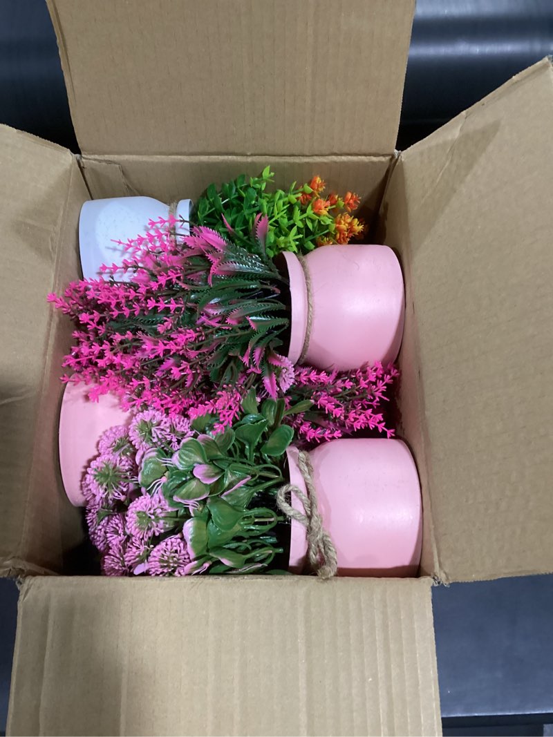 Condition photo showing Good Condition for cindeer 16 pcs large artificial potted flowers fake potted plants plastic faux flowers for home decor indoor artificial plants in pots for wedding home desk tabletop outdoor office kitchen (gentle) 16 gentle