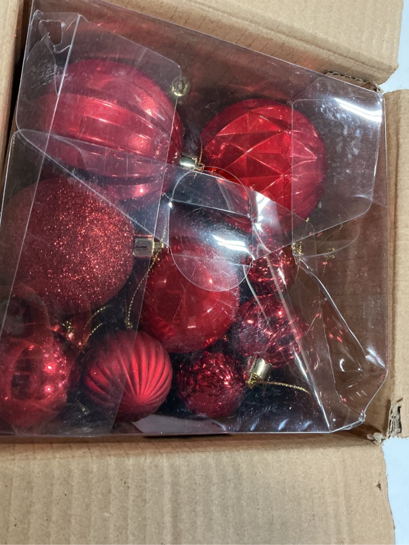 Condition photo showing Good Condition for 36ct christmas ornaments shatterproof christmas ball ornaments set decorations for xmas tree balls 30mm/1.18" plastic balls for holiday party wreath garlands trees hanging ornament decorations red 1. red 1.18inch