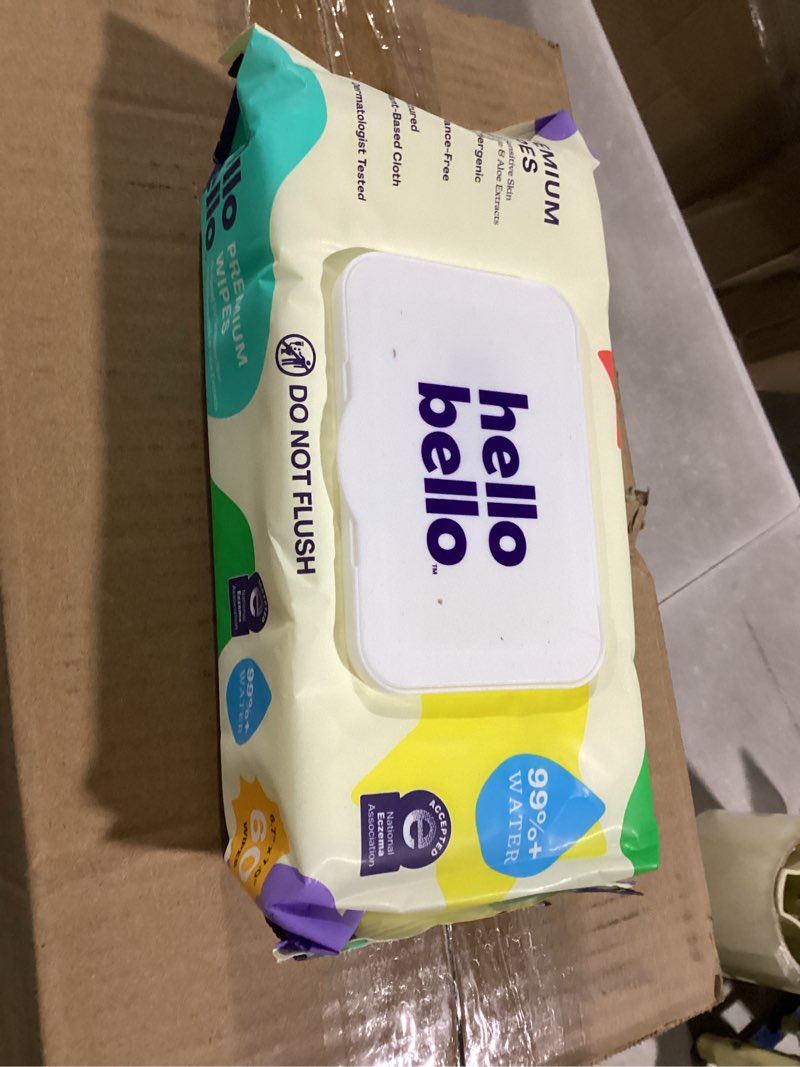 Condition photo showing Good Condition for Hello Bello Extra Gentle Unscented Baby Wipes, Plant Based, Made with 99% Water and Aloe for Babies and Kids, 720 Count 60 Count (Pack of 12) Fragrance Free - Old version