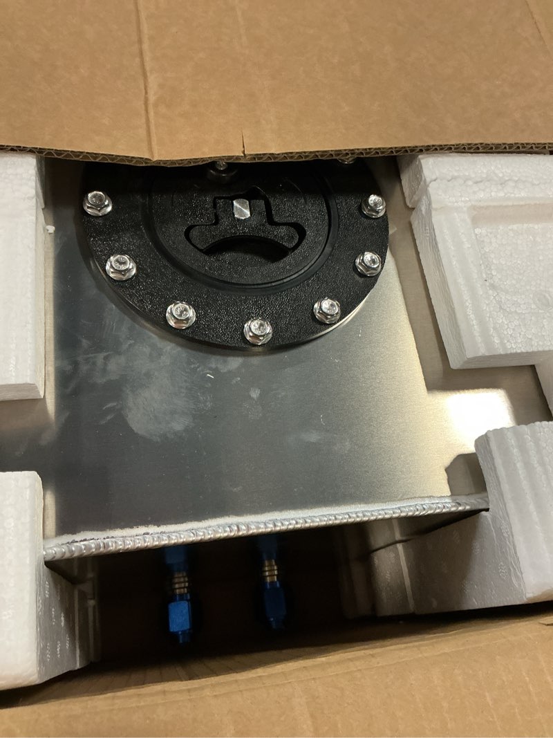 Condition photo showing As Is for 5 gallon fuel cell aluminum polished with cap level sender silver