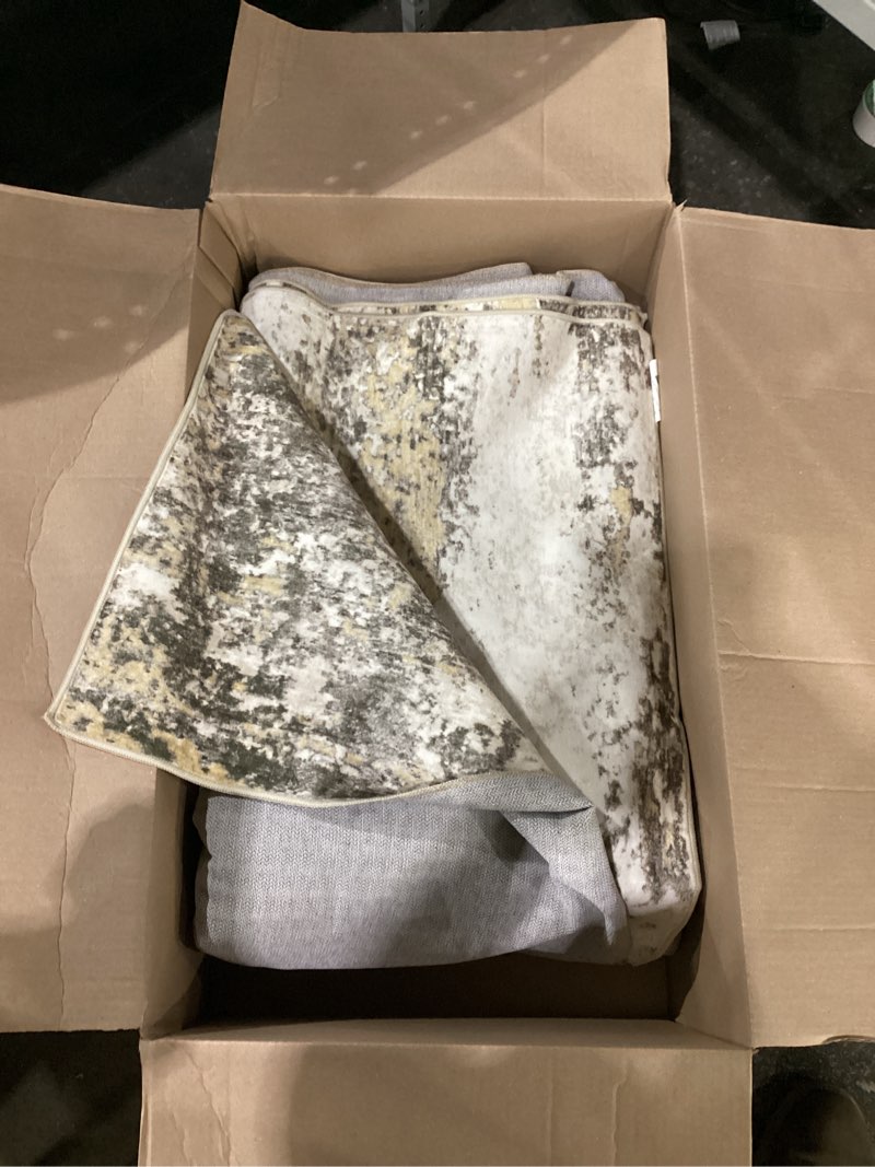 Condition photo showing Good Condition for area rugs for living room: abstract washable rug modern neutral large soft stain resistant non-slip backing machine table for bedroom dining room indoor home office carpet - 12x15 gold brown gold brown 12' x 15'(rectangular)