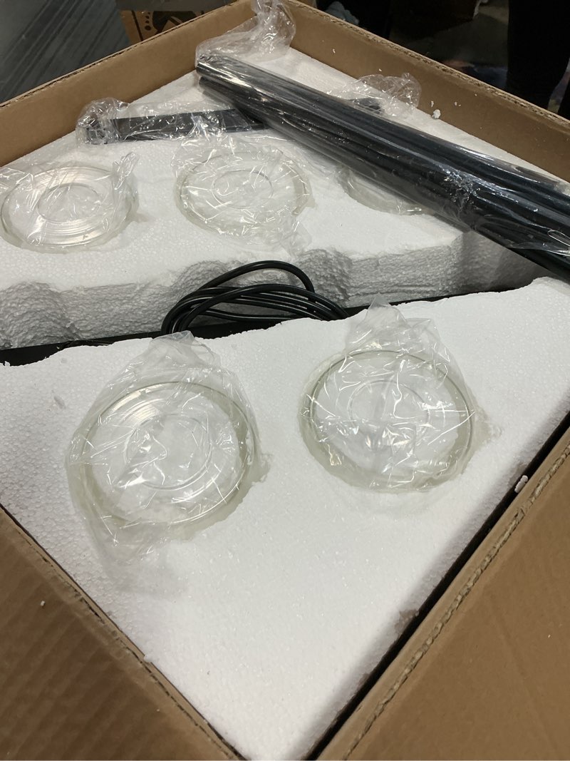 Condition photo showing Good Condition for Kitchen Island Lighting, 3 Lights Linear Chandeliers Rectangle Pendant Light Fixtures for Dining Room Farmhouse Hanging Light with Glass Shades(Black) Black 3-light