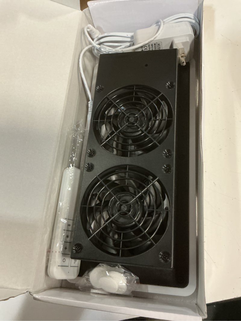Condition photo showing Good Condition for register booster fan for 4” x 10” vents, remote control, 3 modes, 10 speeds, built-in display, fits floor or wall registers, removable front cover, home hvac airflow support - off white
