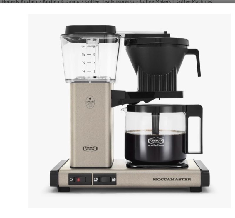 technivorm moccamaster 53633 kbgv select 10-cup coffee maker,sandstone, 40 ounce, 1.25l 10-cup sandstone