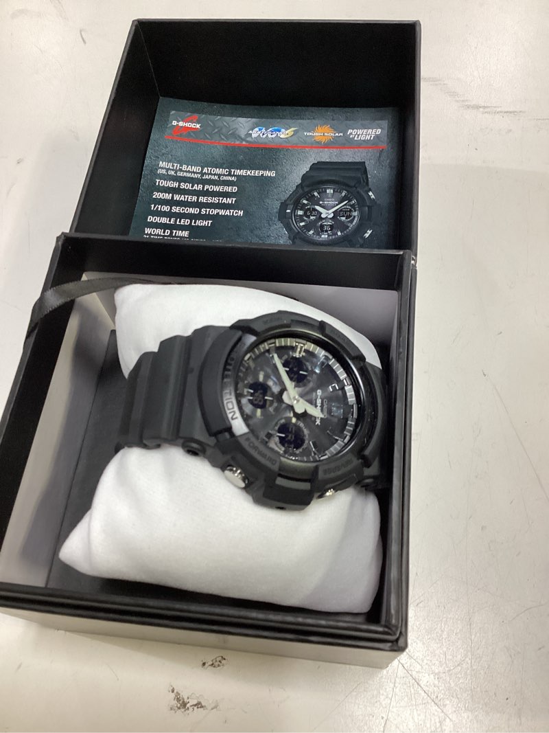 Condition photo showing Good Condition for casio men's g-shock solar-powered atomic, analog-digital watch gaw-100b, black