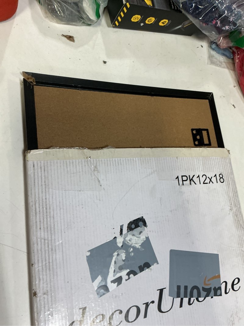 Condition photo showing As Is for decorUhome 12x18 Picture Frame, Display Pictures 11x17 with Mat or 12x18 without Mat, Wall Mounting Photo Frame, Green, 1 Pack Green 12x18