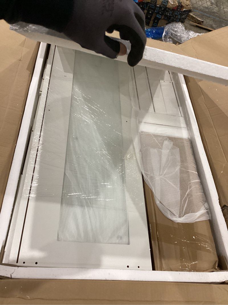 Condition photo showing Good Condition for DWVO Makeup Vanity with LED Mirror and Charging Ports, 10-Drawer Vanity Set with Glass Top, Hair Dryer Holder, 3 Adjustable Light Colors, and Hidden Storage Stool Cream White Large