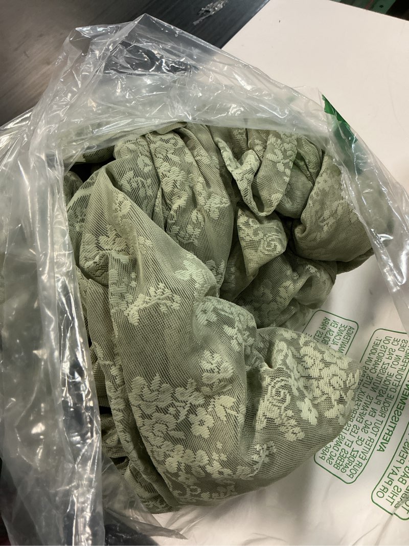 Condition photo showing As Is for sage green 102 inches curtains for living room 2 panels lace sheer floral curtains for bedroom sliding glass door light filtering bohemian farm house cottage core decor total 104 wide 12 ft long sage green 52"w x 102"l (pack of 2)