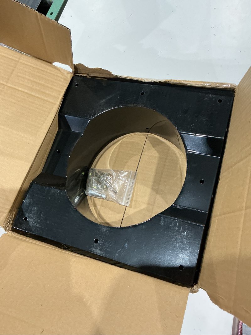 Condition photo showing As Is for 8 inch shipping container roof vent adapter, 8" corrugated roof vent adapter fit for whirlybird turbines, round chimney cap (solar vent not included), corrugated container roof window vents, 1 pack